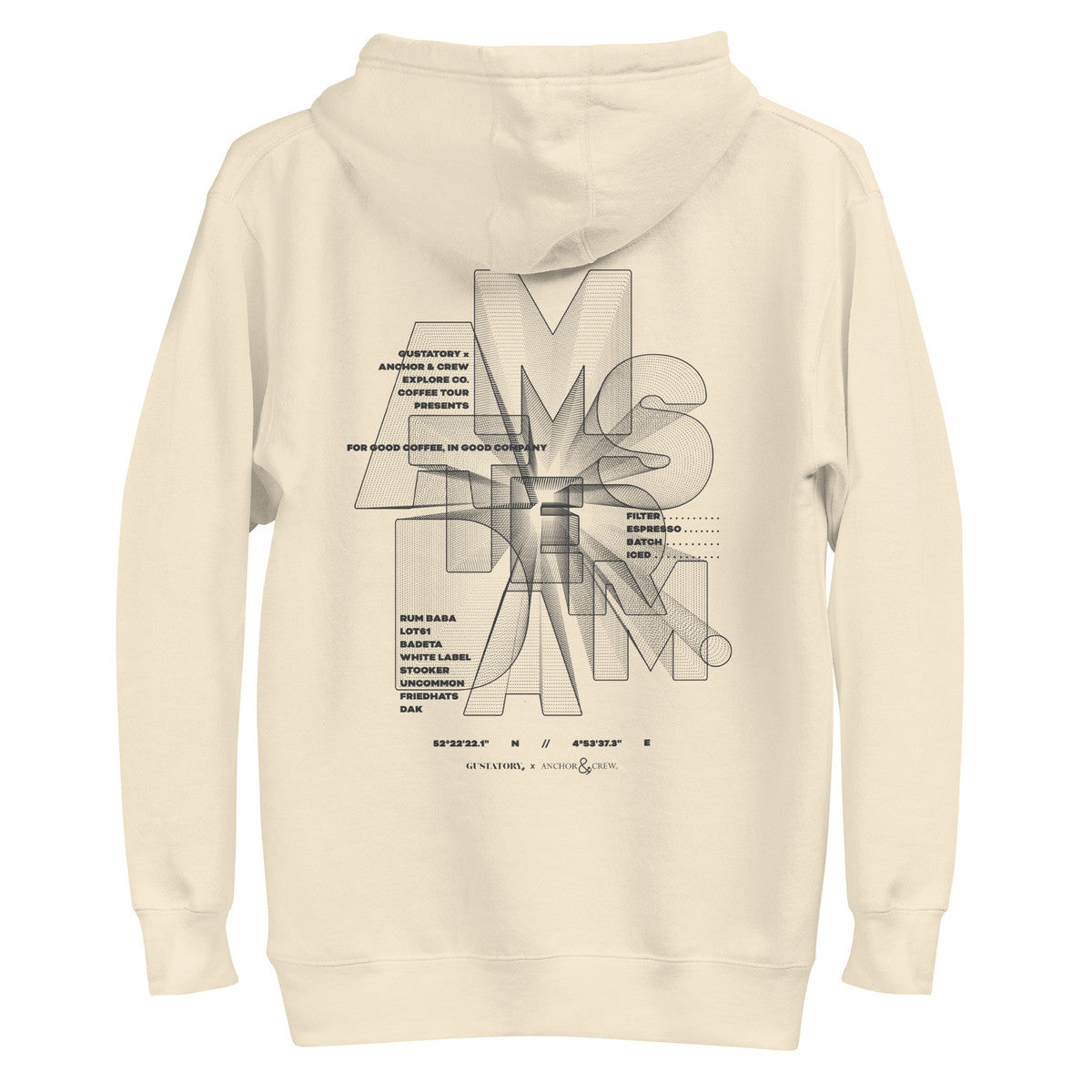 GUSTATORY Amsterdam Coffee Scene Cotton Blend Embroidered Hoodie