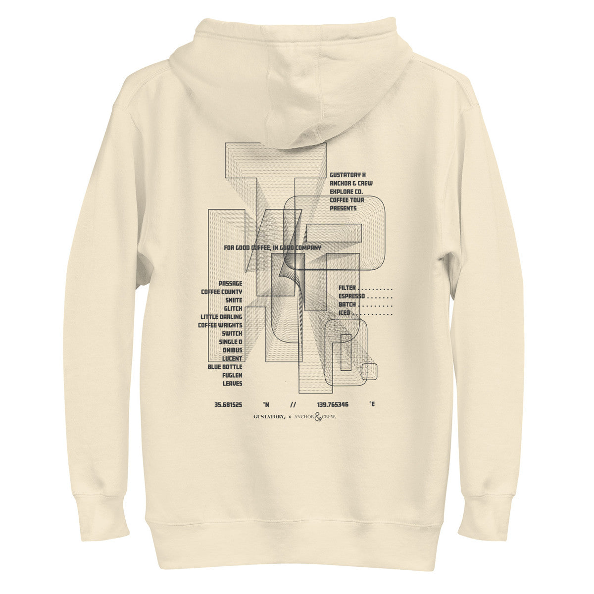 GUSTATORY Tokyo Coffee Scene Cotton Blend Embroidered Hoodie