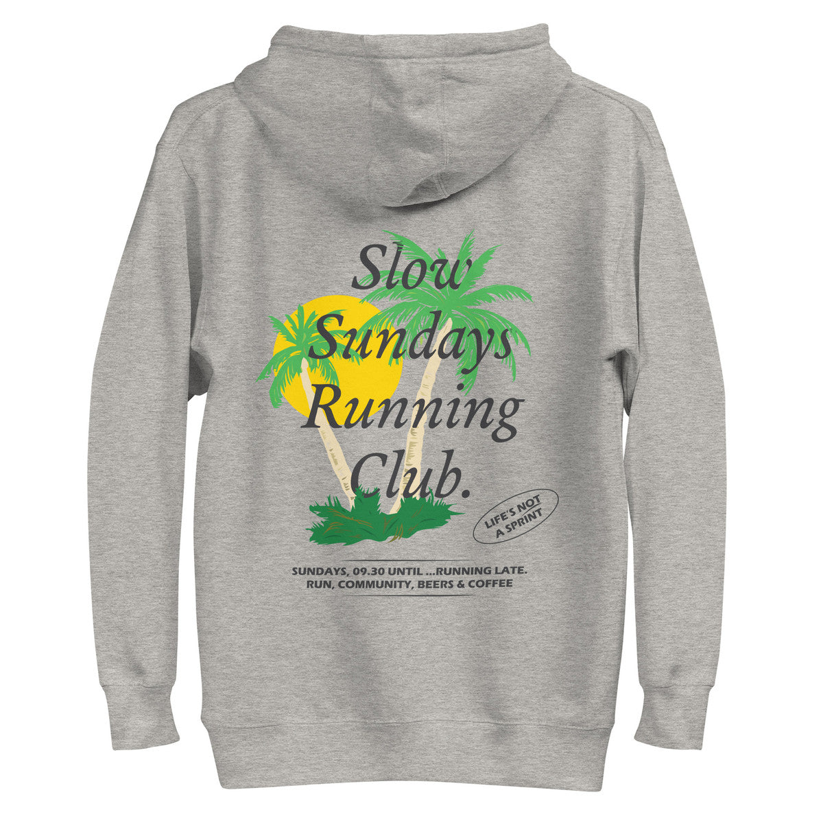 Palm Tree Slow Sundays Running Club Cotton Blend Hoodie