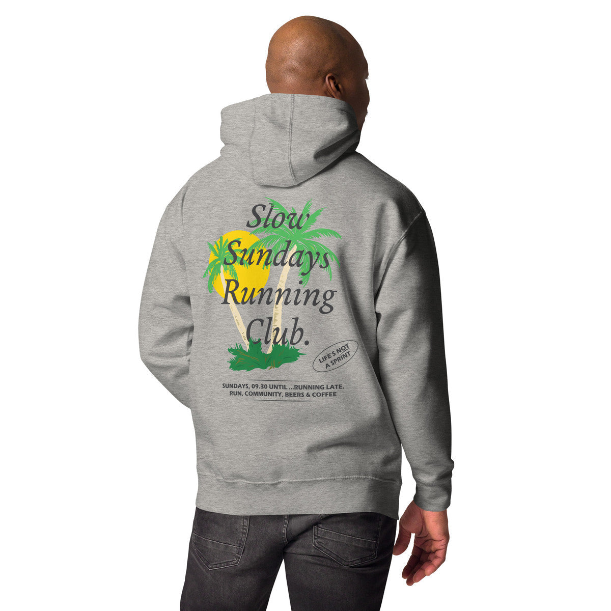 Palm Tree Slow Sundays Running Club Cotton Blend Hoodie