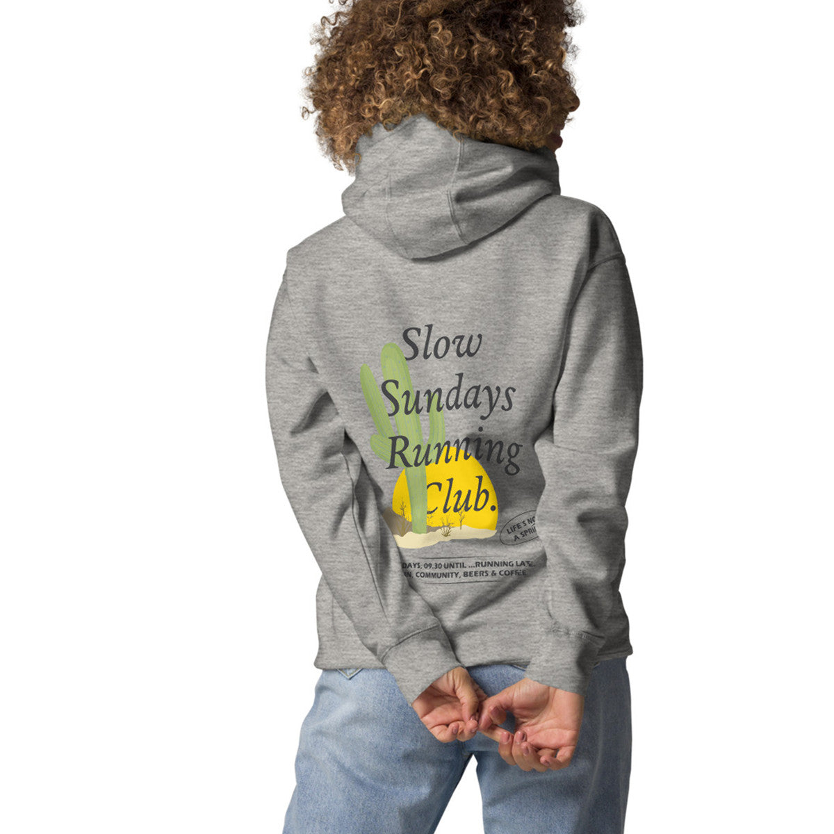 Cactus Slow Sundays Running Club Cotton Blend Hoodie