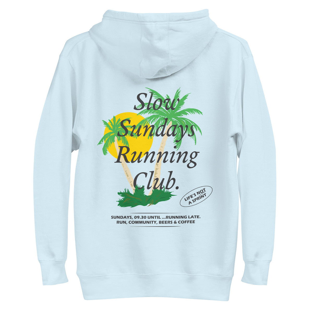 Palm Tree Slow Sundays Running Club Cotton Blend Hoodie