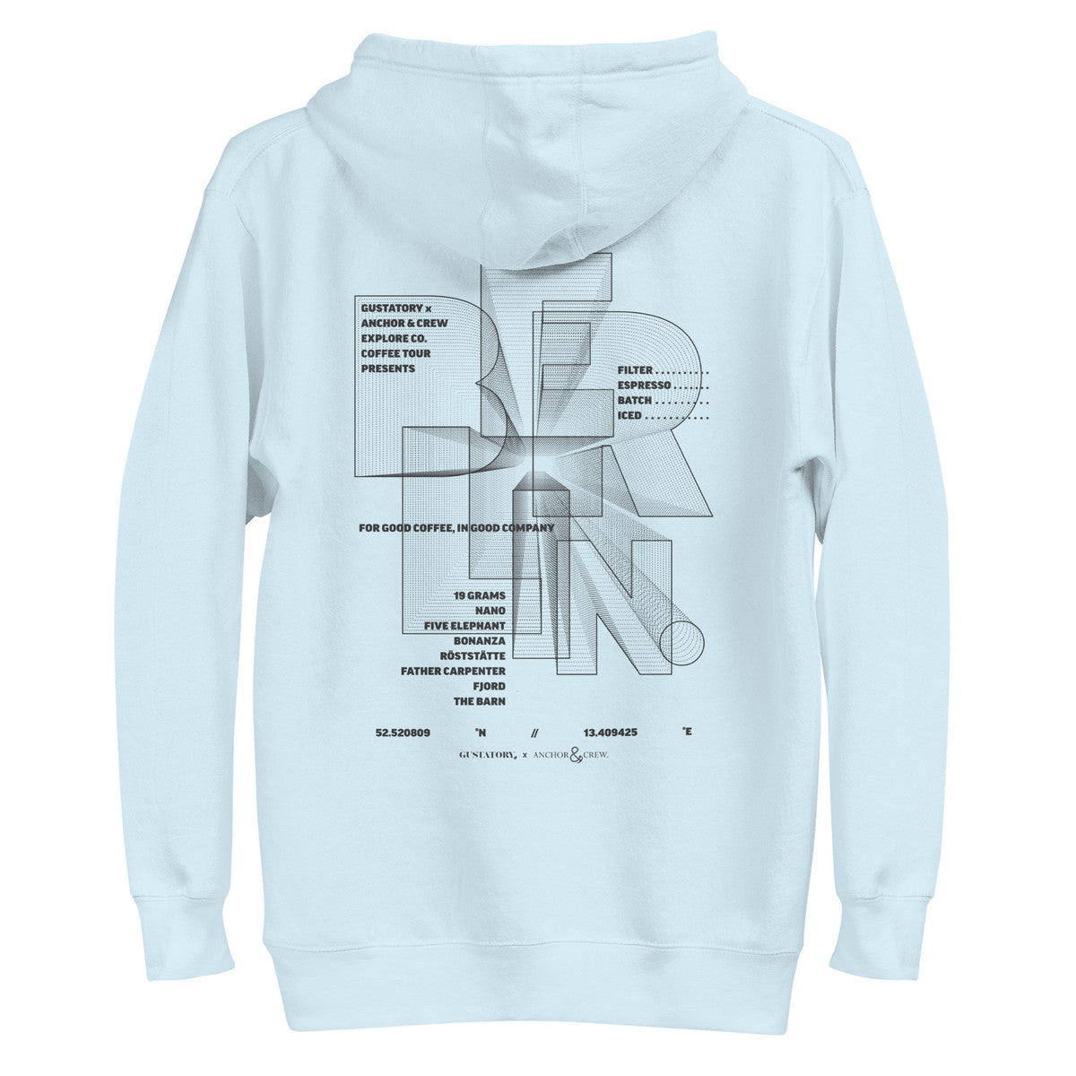 GUSTATORY Berlin Coffee Scene Cotton Blend Embroidered Hoodie
