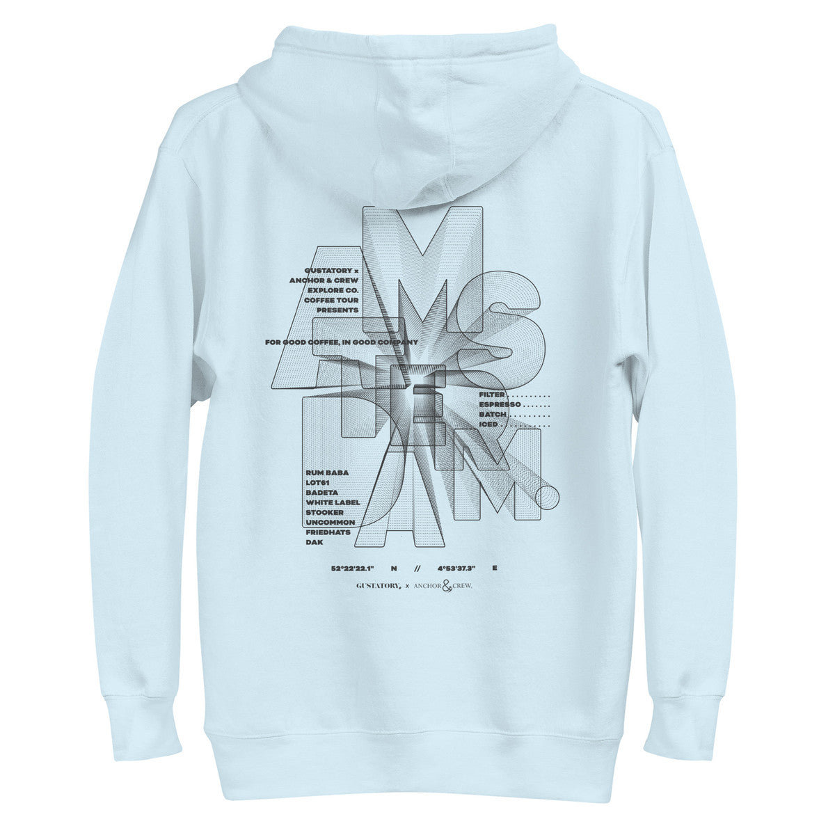 GUSTATORY Amsterdam Coffee Scene Cotton Blend Embroidered Hoodie
