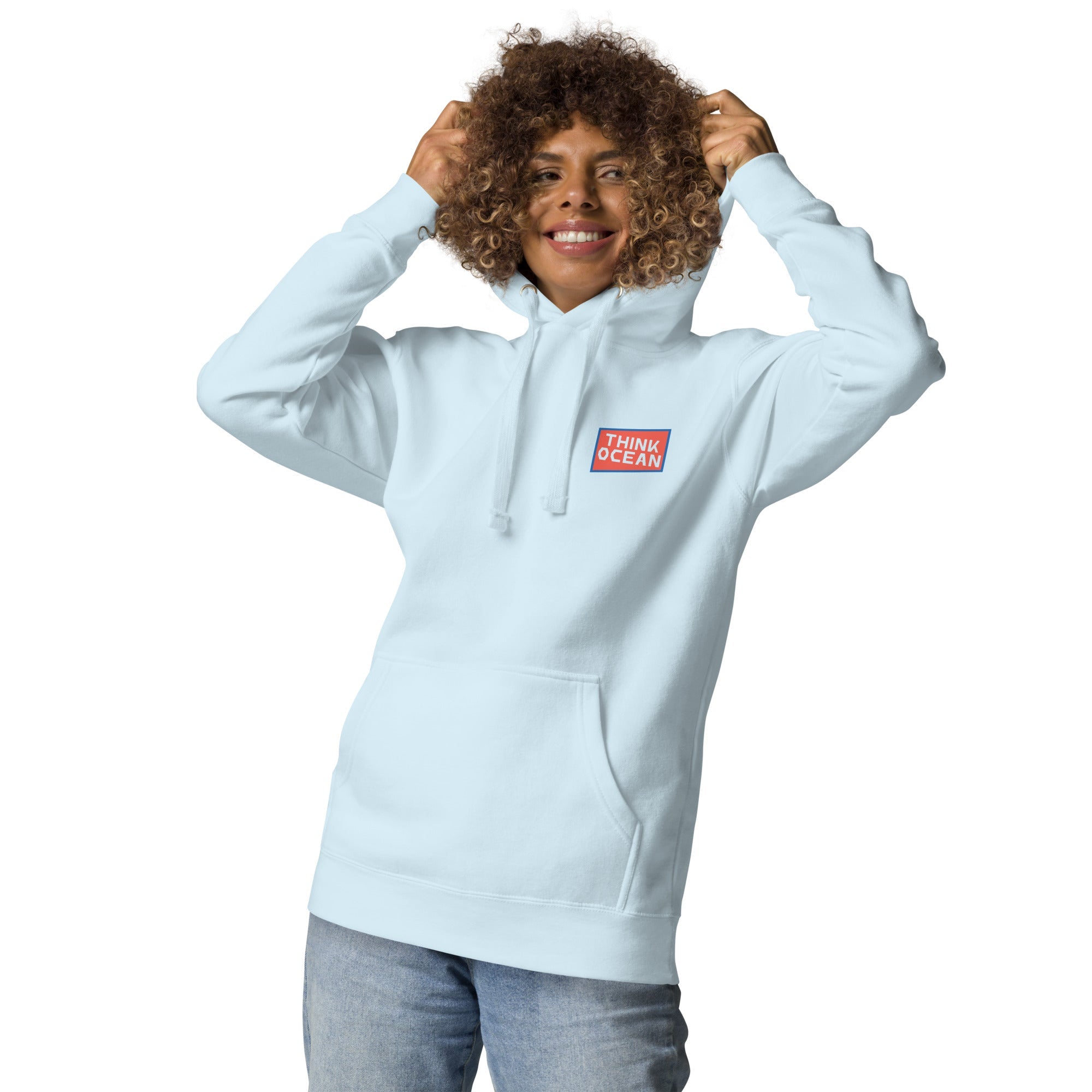 Think Ocean Polar Bear Pixel Art Cotton Blend Hoodie