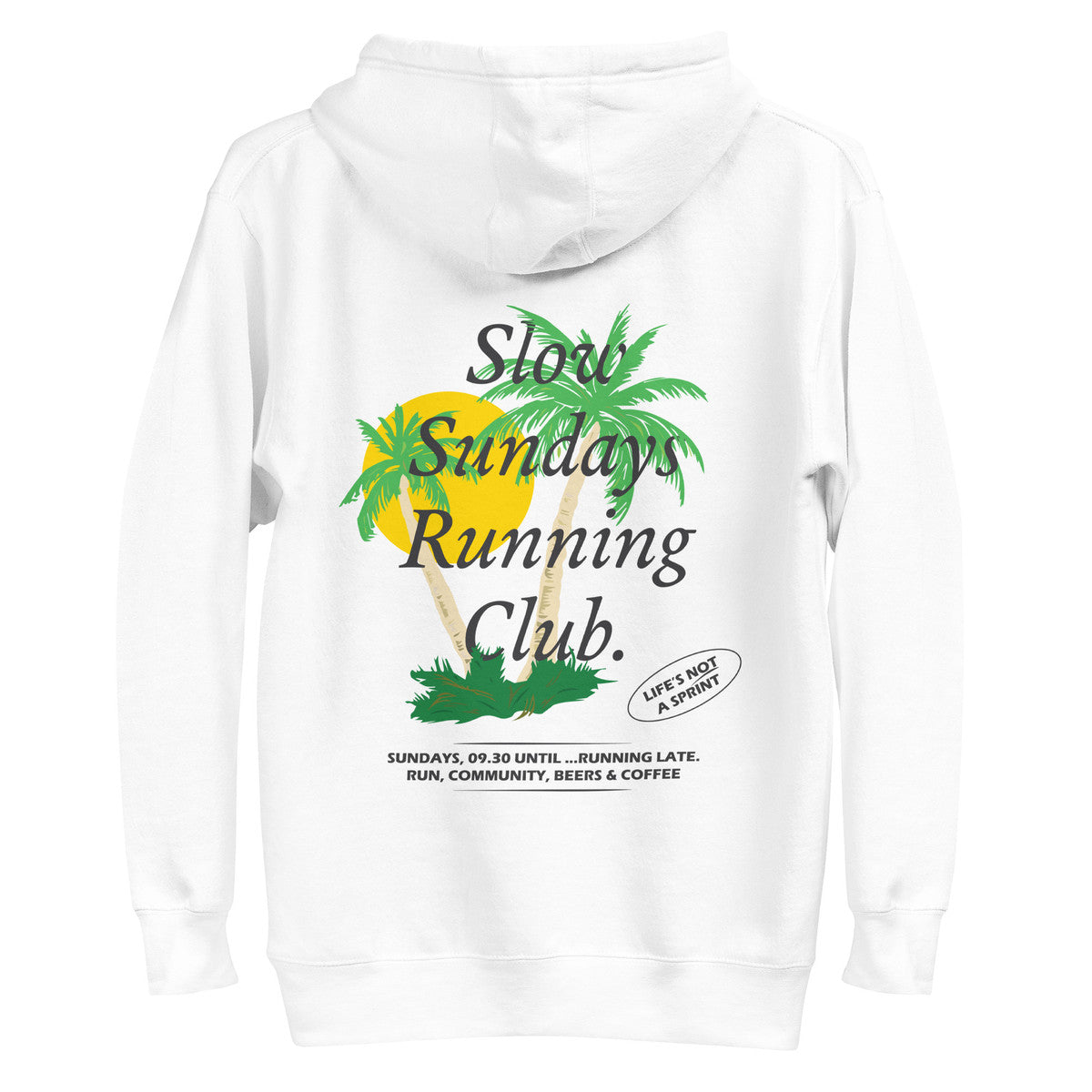 Palm Tree Slow Sundays Running Club Cotton Blend Hoodie