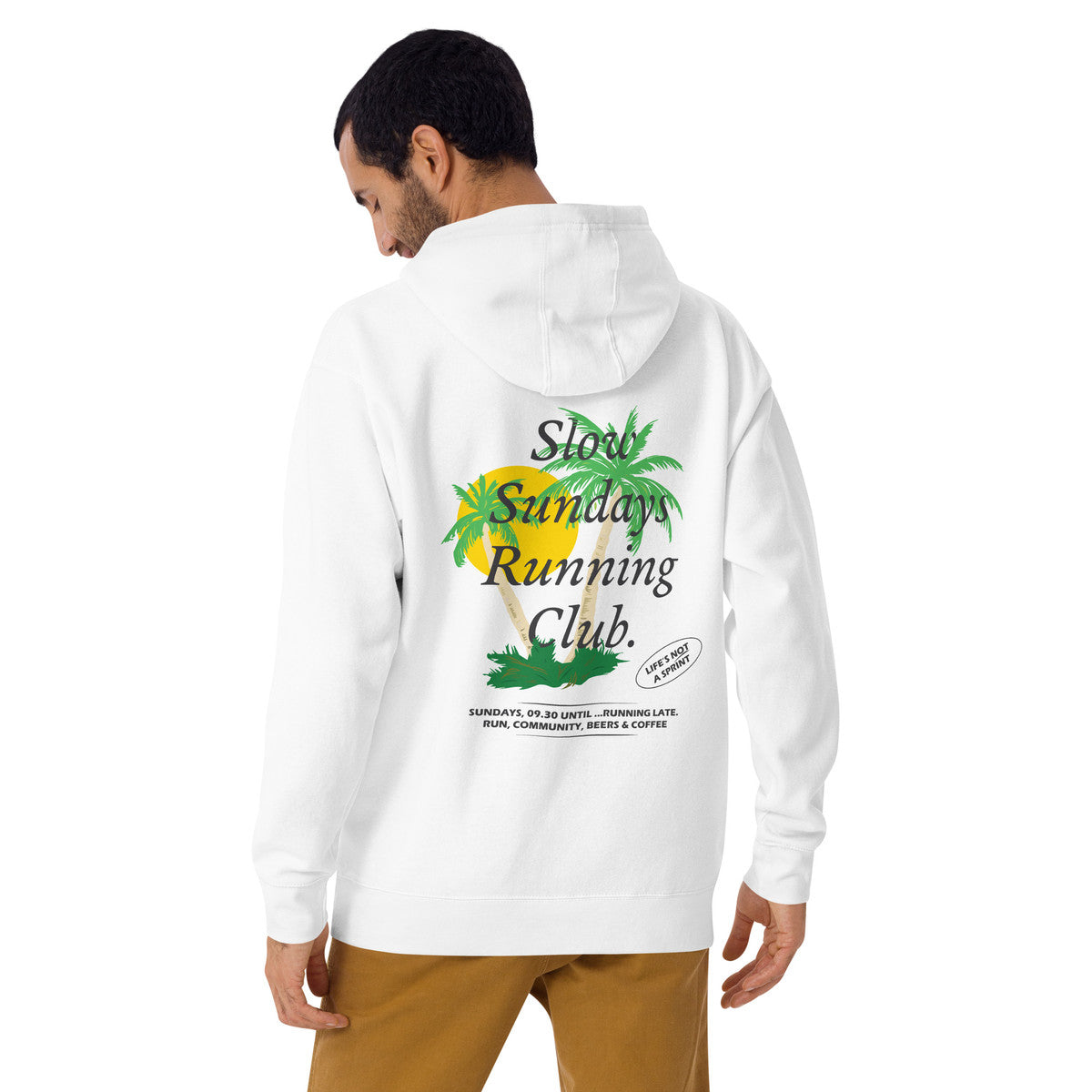 Palm Tree Slow Sundays Running Club Cotton Blend Hoodie