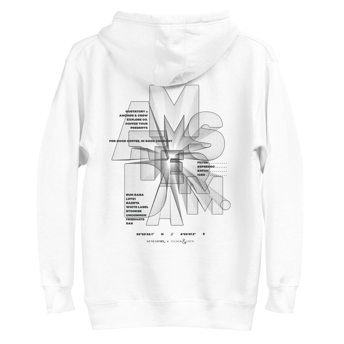 GUSTATORY Amsterdam Coffee Scene Cotton Blend Embroidered Hoodie