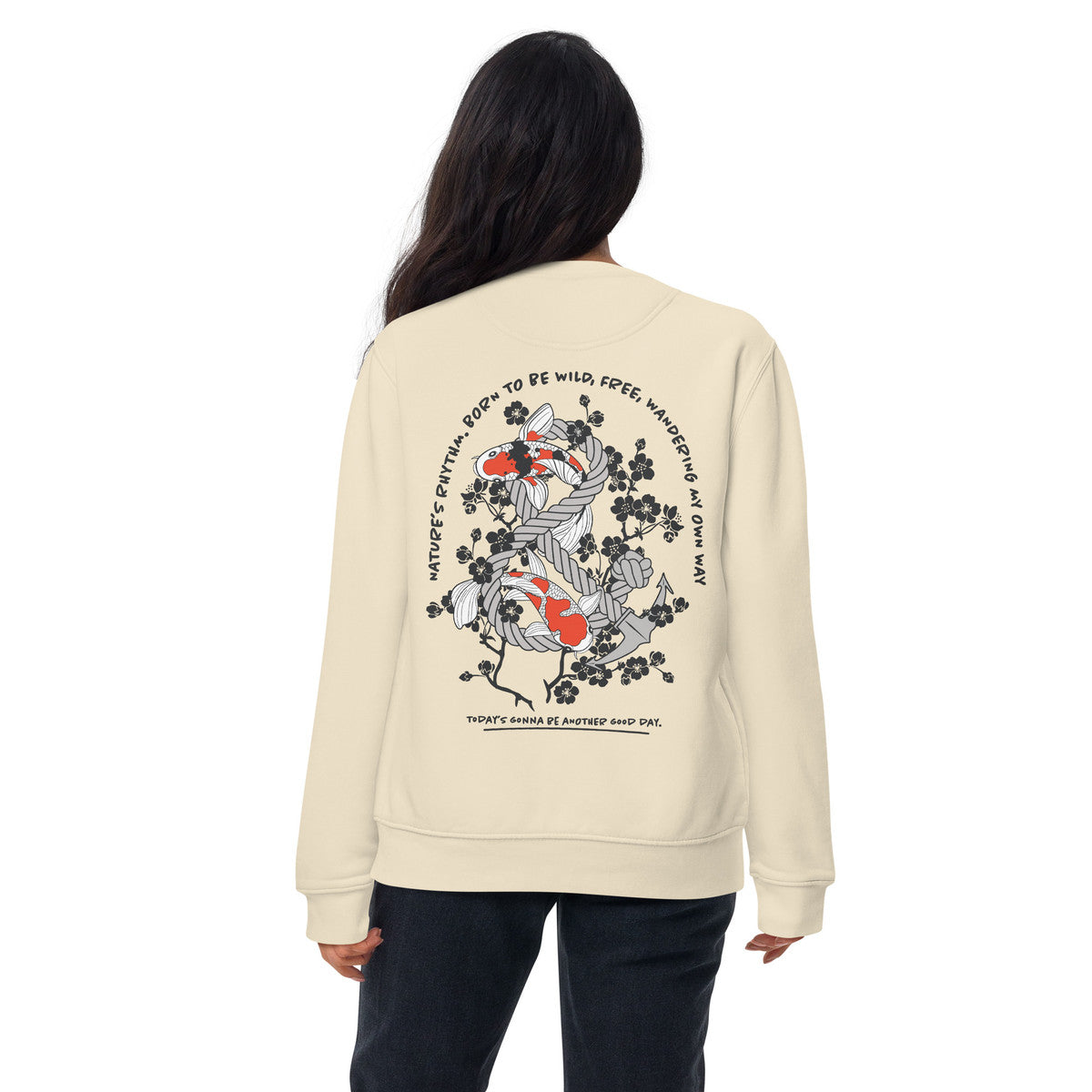 Koi Fish Another Good Day Cotton Blend Sweatshirt