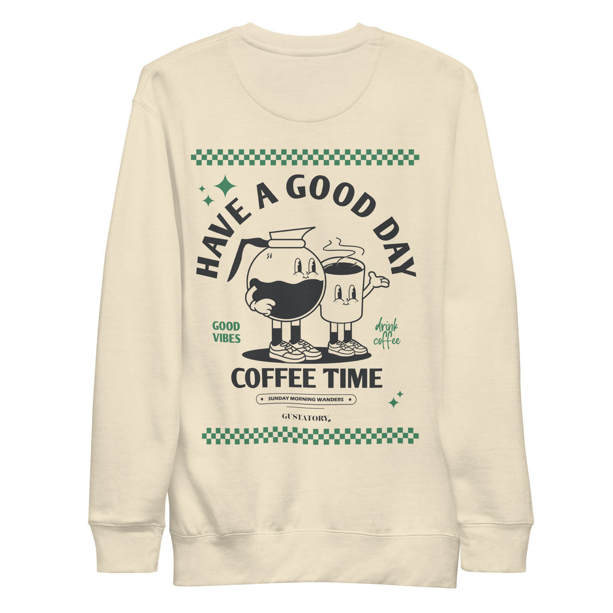GUSTATORY Have A Good Day Cotton Blend Embroidered Sweatshirt