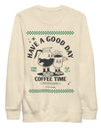 GUSTATORY Have A Good Day Cotton Blend Embroidered Sweatshirt