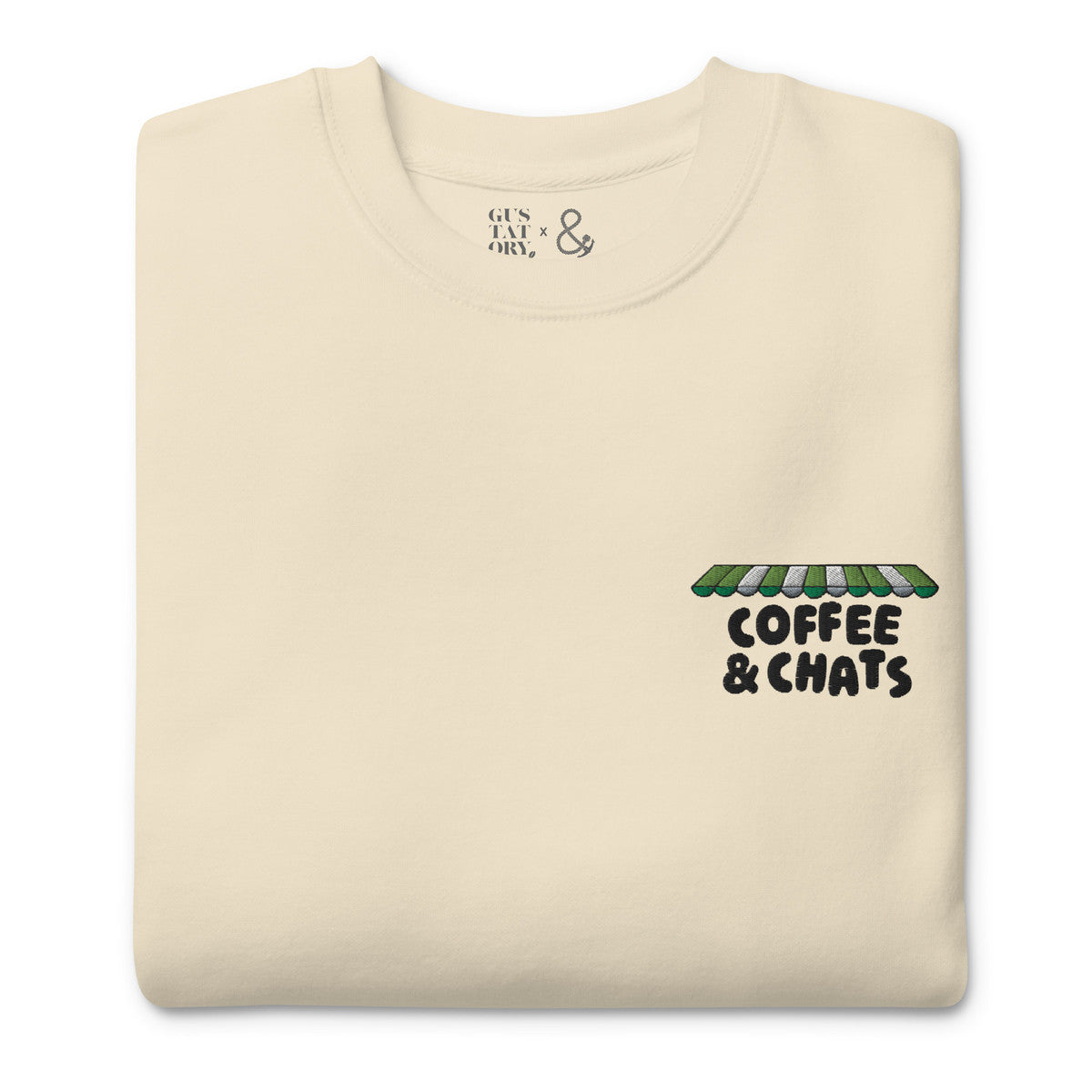 GUSTATORY Coffee &amp; Chats Cotton Blend Embroidered Sweatshirt