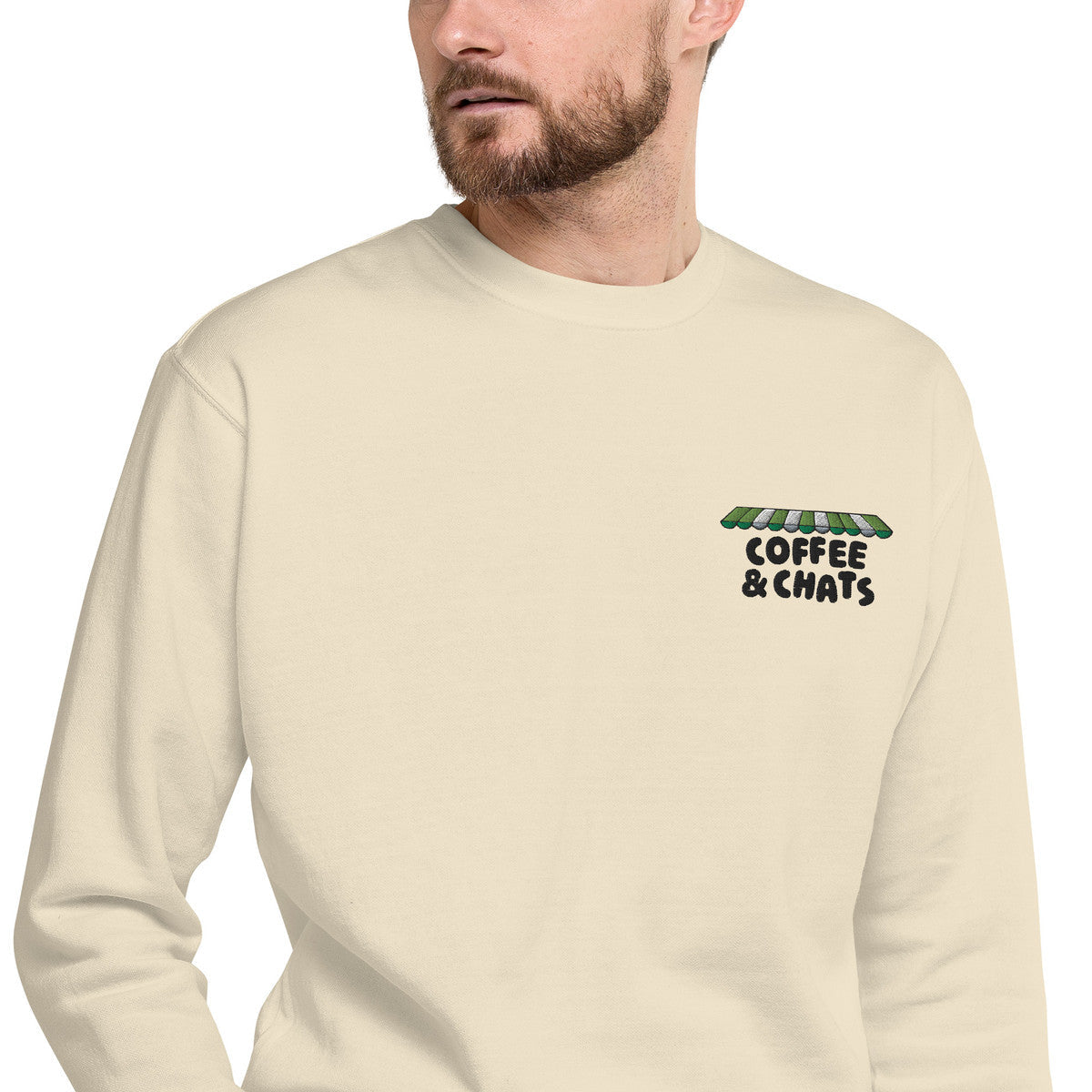 GUSTATORY Coffee &amp; Chats Cotton Blend Embroidered Sweatshirt