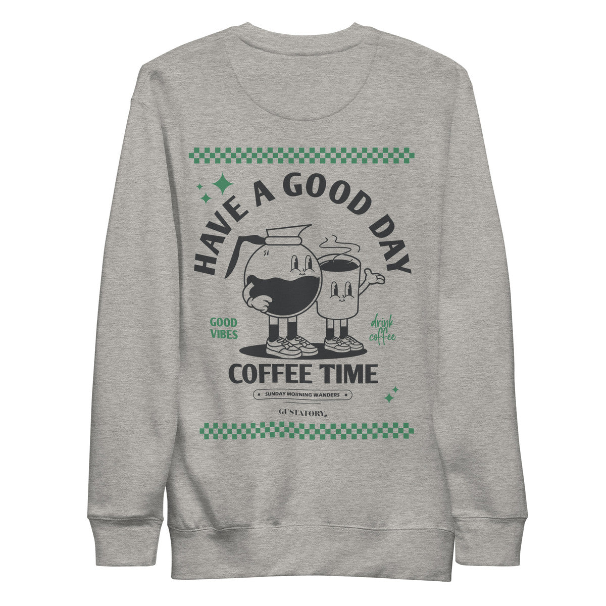 GUSTATORY Have A Good Day Cotton Blend Embroidered Sweatshirt