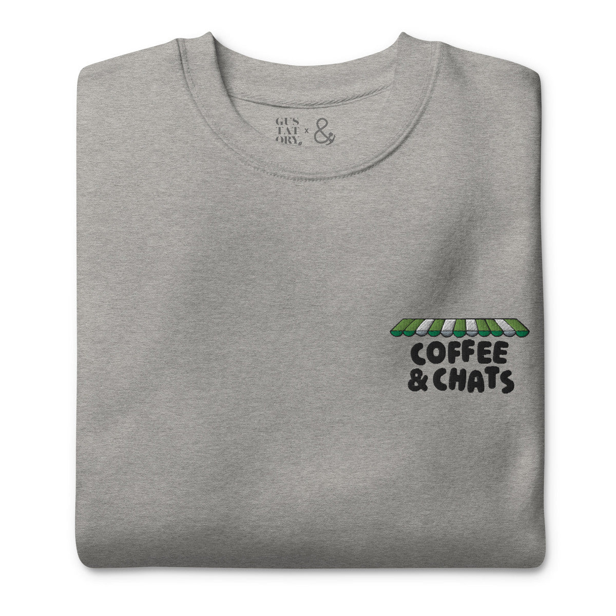 GUSTATORY Coffee &amp; Chats Cotton Blend Embroidered Sweatshirt