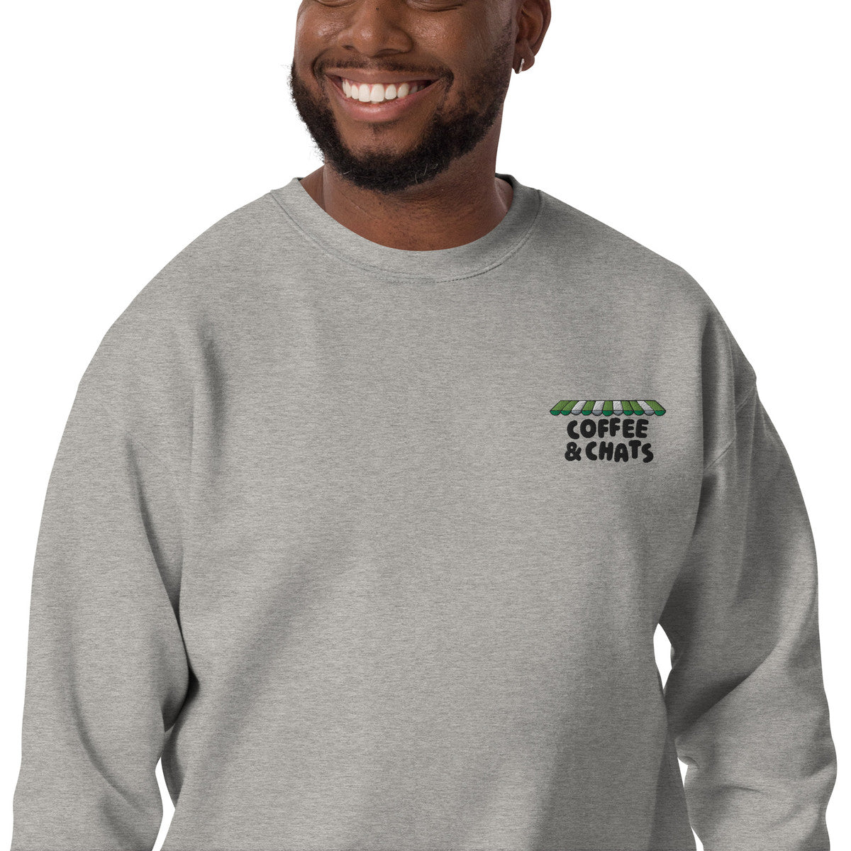 GUSTATORY Coffee &amp; Chats Cotton Blend Embroidered Sweatshirt