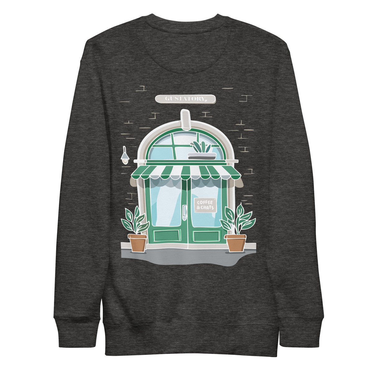 GUSTATORY Coffee &amp; Chats Cotton Blend Embroidered Sweatshirt