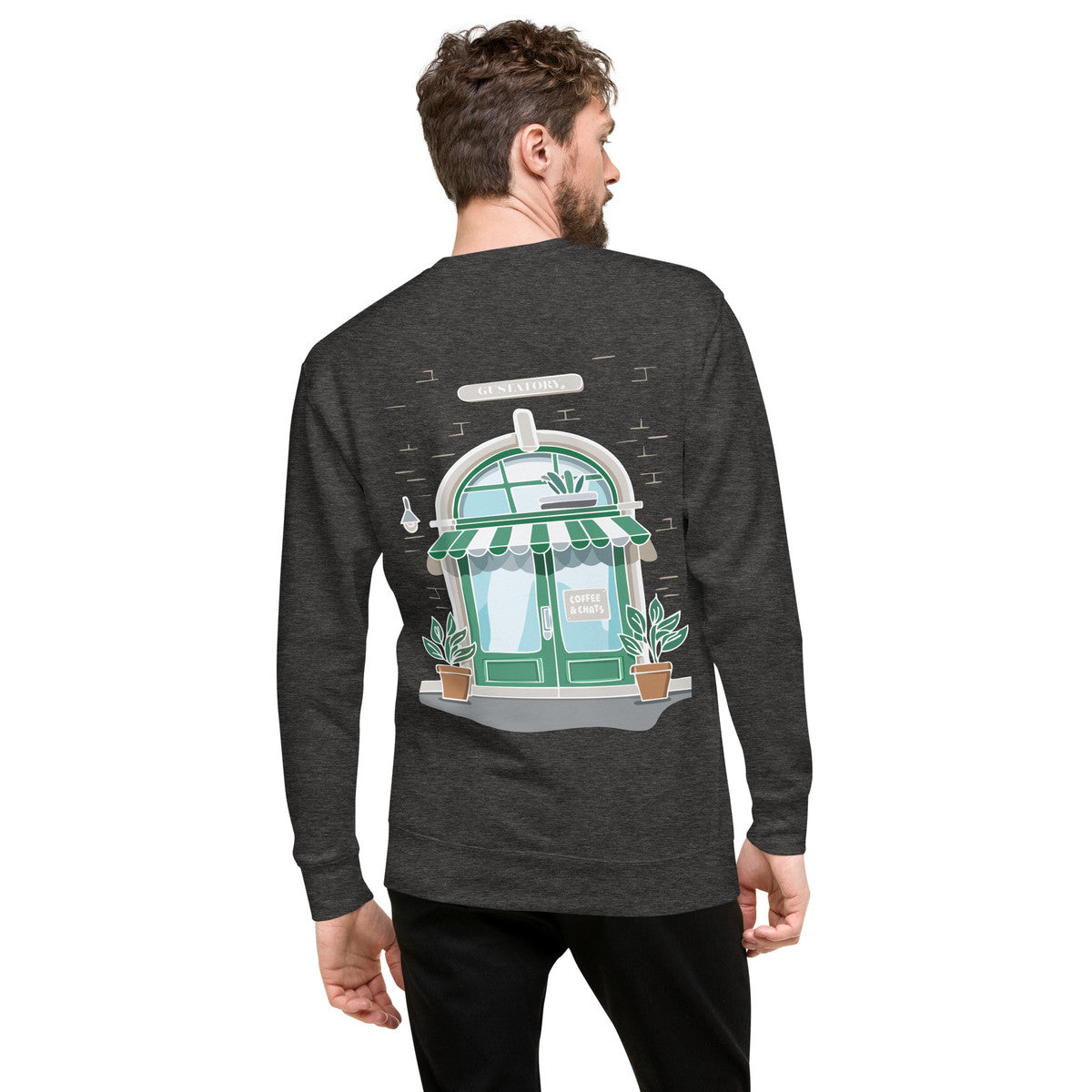 GUSTATORY Coffee &amp; Chats Cotton Blend Embroidered Sweatshirt