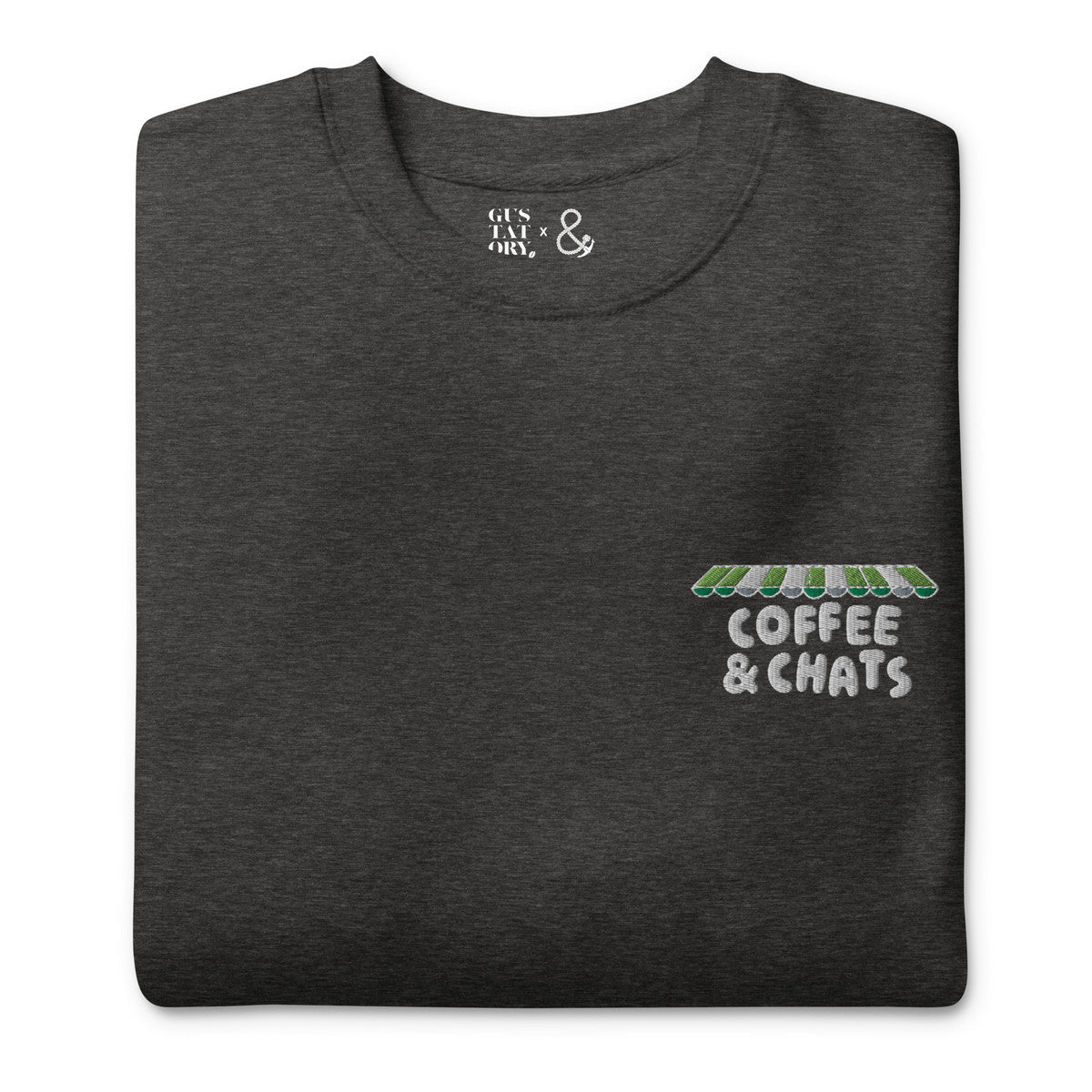 GUSTATORY Coffee &amp; Chats Cotton Blend Embroidered Sweatshirt
