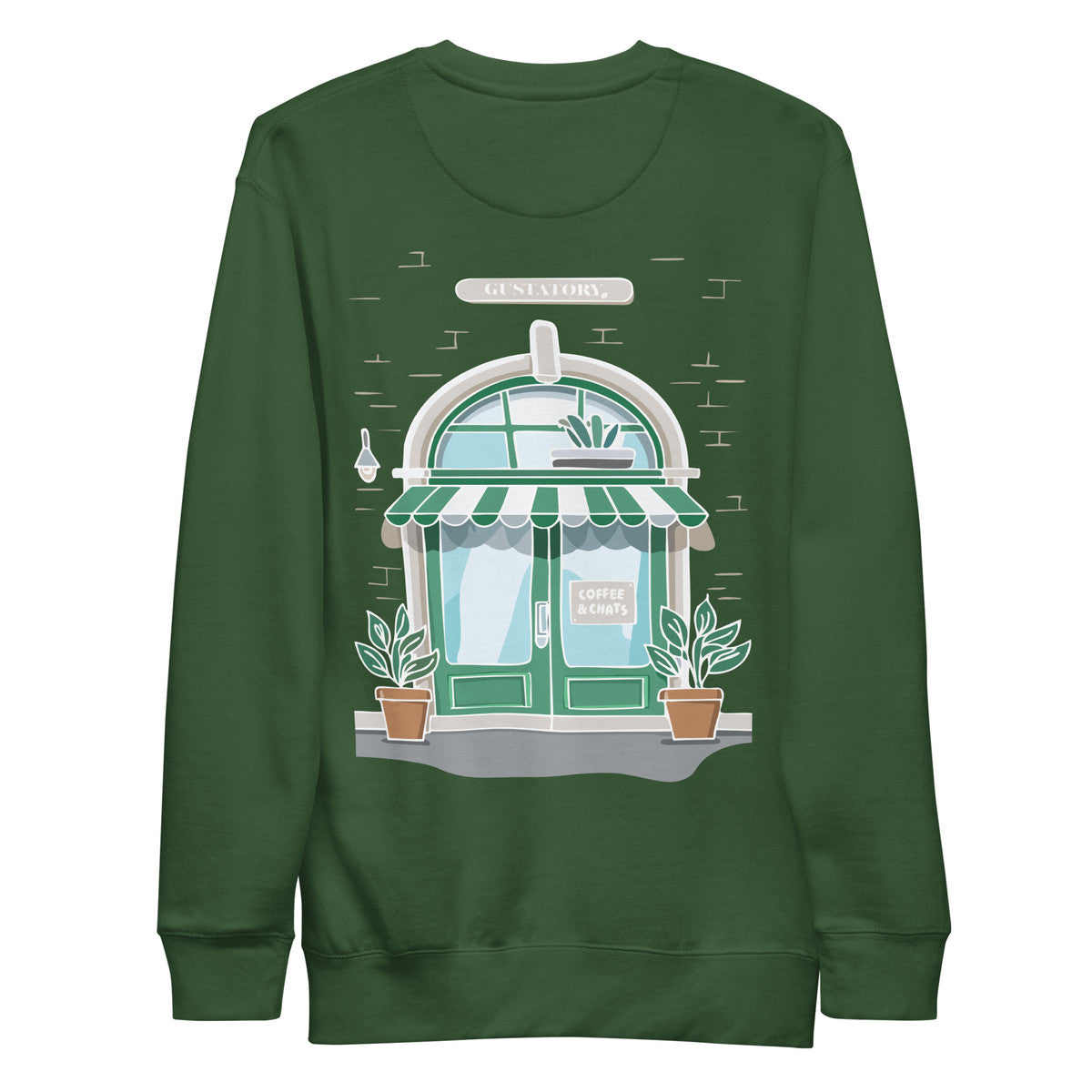 GUSTATORY Coffee &amp; Chats Cotton Blend Embroidered Sweatshirt