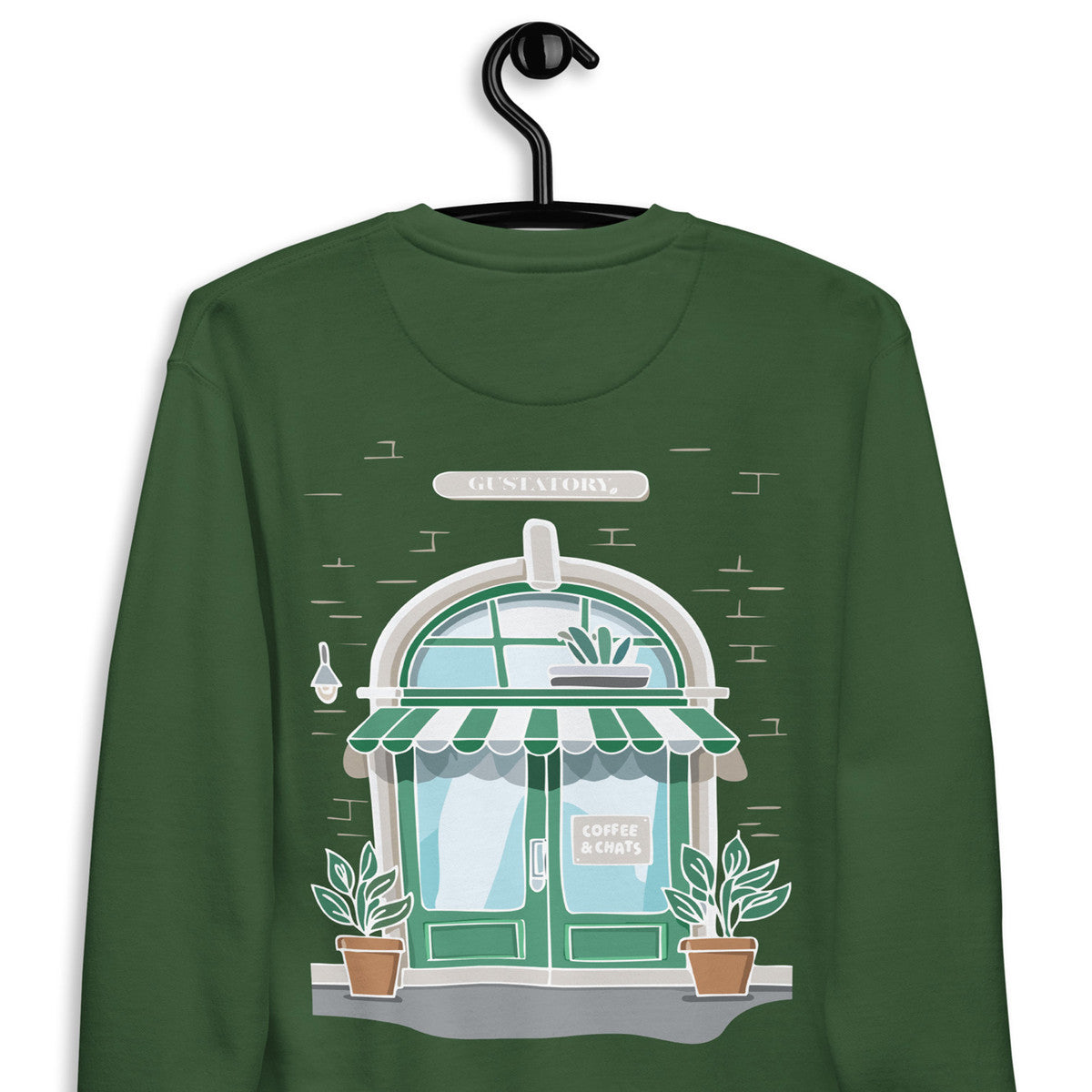 GUSTATORY Coffee &amp; Chats Cotton Blend Embroidered Sweatshirt