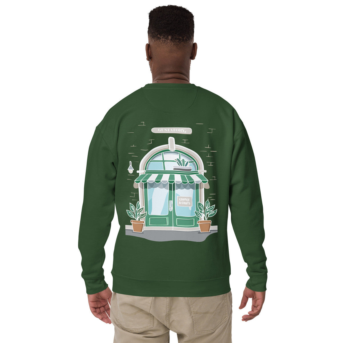 GUSTATORY Coffee &amp; Chats Cotton Blend Embroidered Sweatshirt