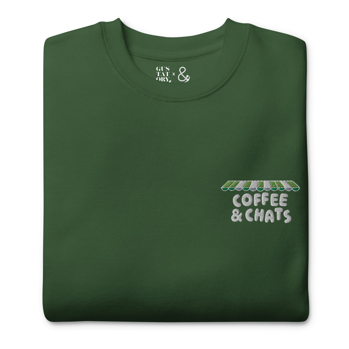 GUSTATORY Coffee &amp; Chats Cotton Blend Embroidered Sweatshirt