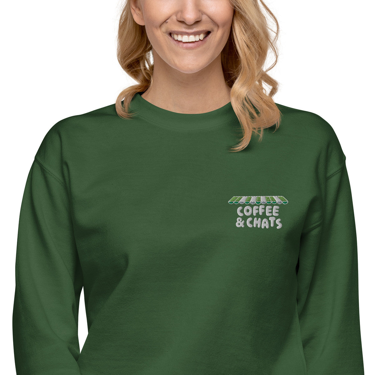 GUSTATORY Coffee &amp; Chats Cotton Blend Embroidered Sweatshirt