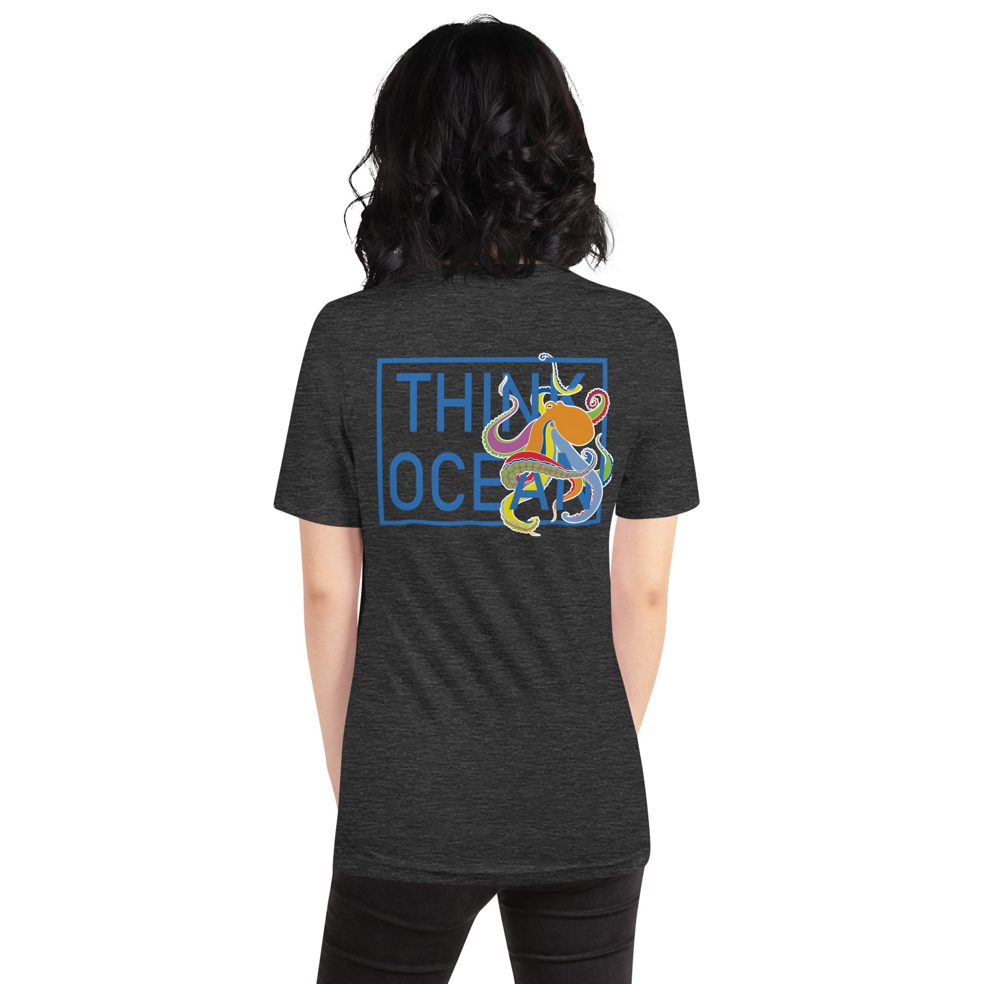 Think Ocean Octopus Fluorescence Cotton Embroidered T-Shirt