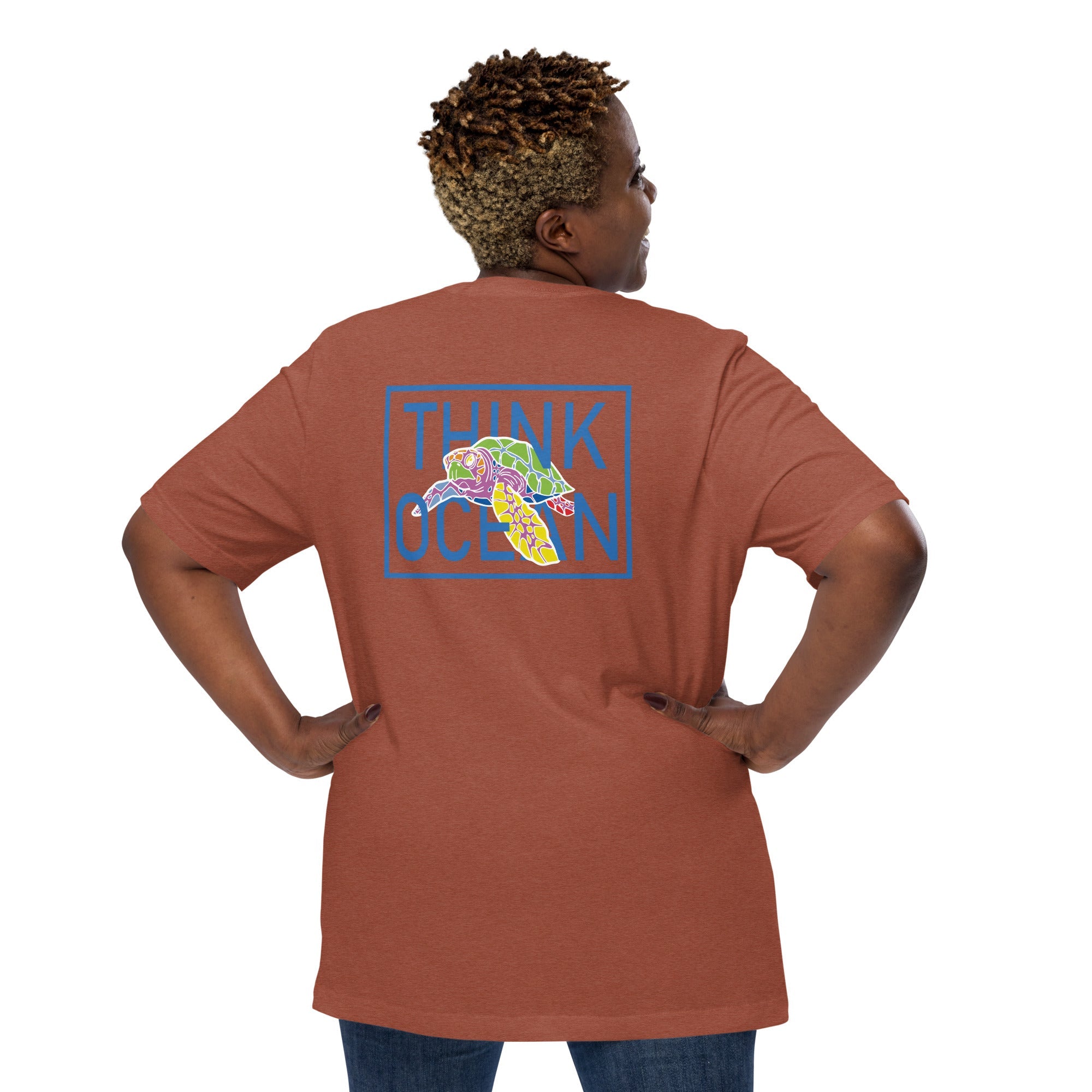 Think Ocean Turtle Fluorescence Cotton Embroidered T-Shirt