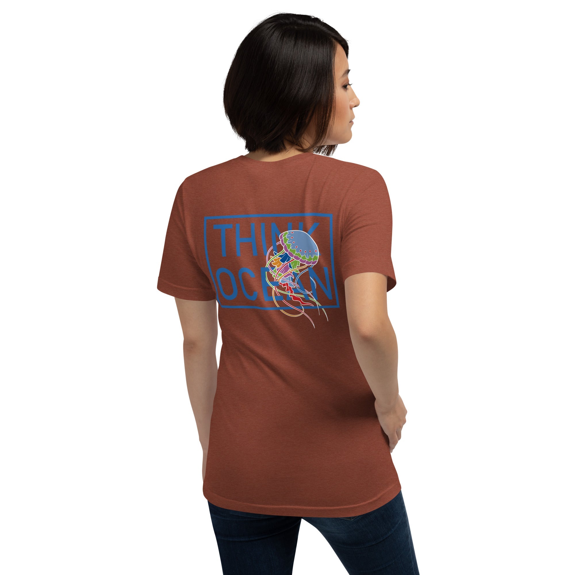 Think Ocean Jellyfish Fluorescence Cotton Embroidered T-Shirt