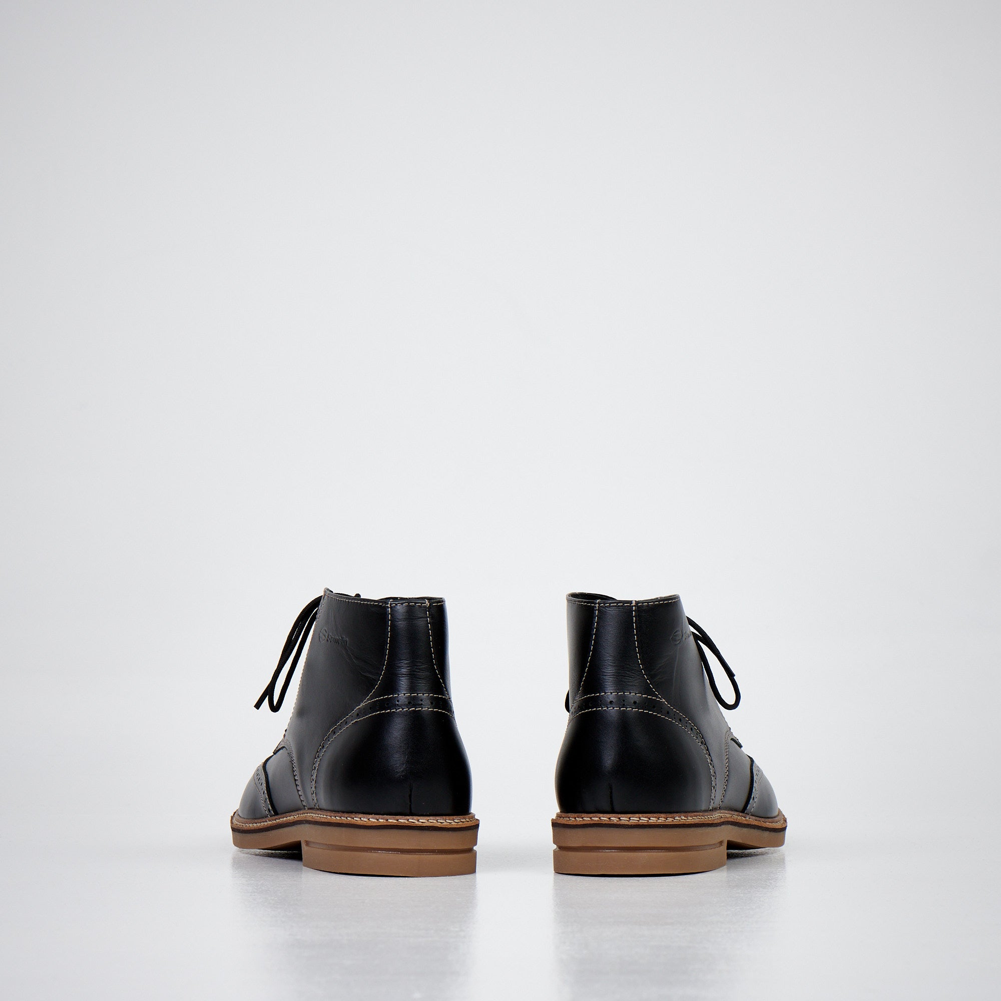Black Leather Lace Up Ankle Boots
