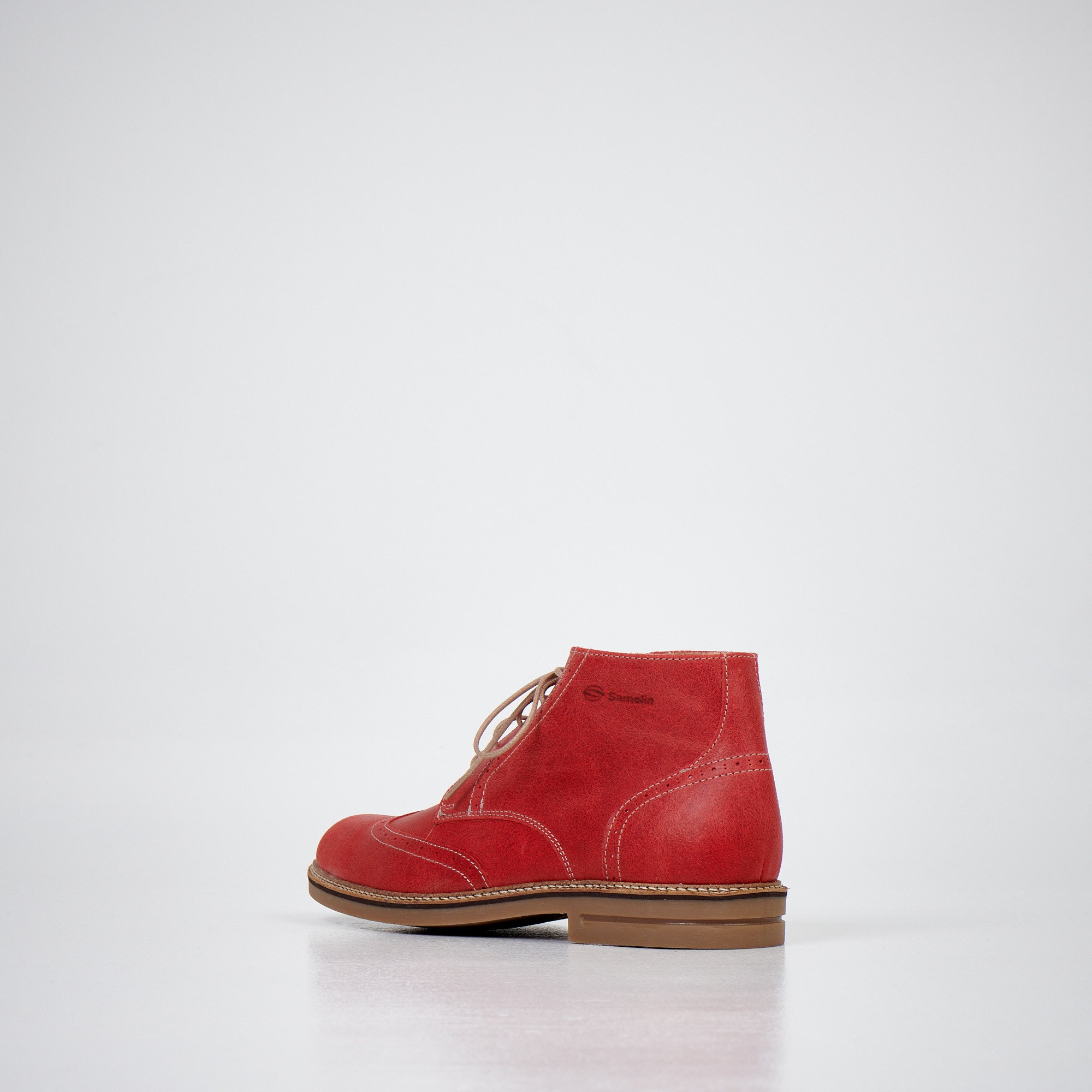 Red Leather Ankle Boots for Men
