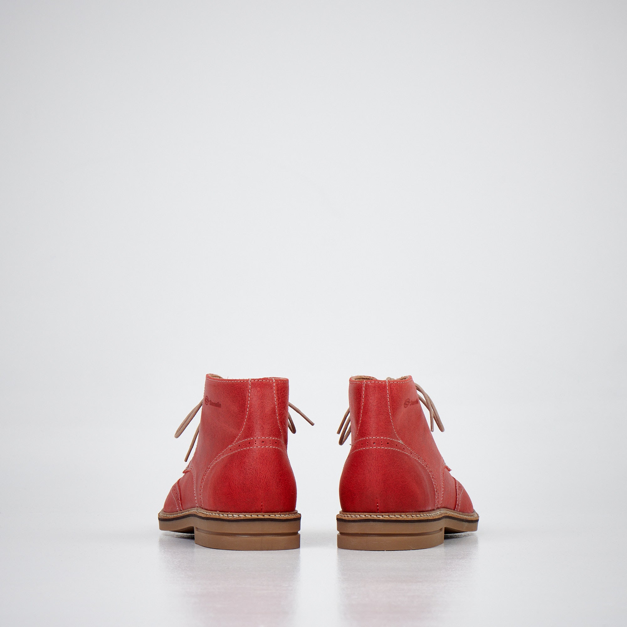 Red Leather Ankle Boots for Men
