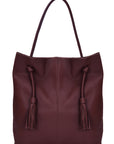 Burgundy Drawcord Leather Hobo Shoulder Bag Ethical Sustainable Brix Bailey Bag