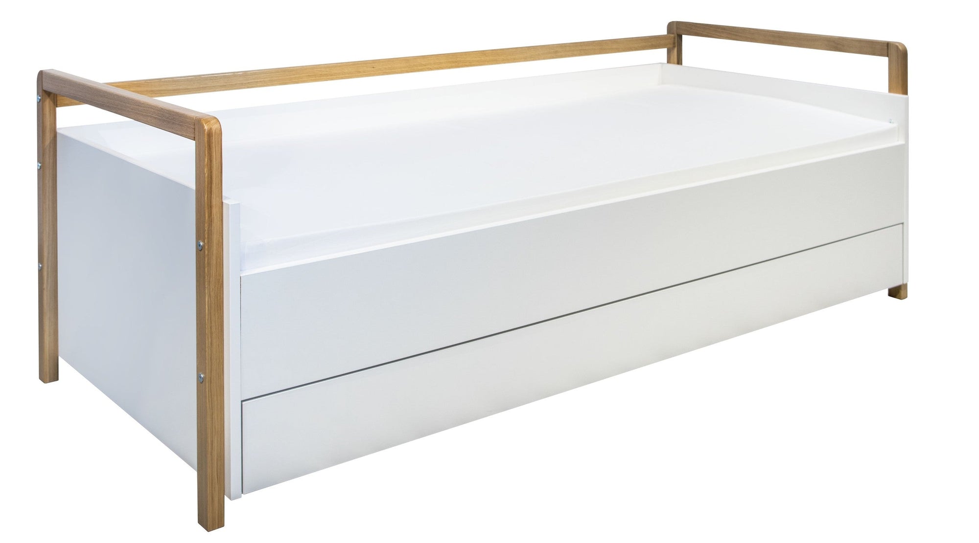 Daybed with Storage Drawers in Oak and White