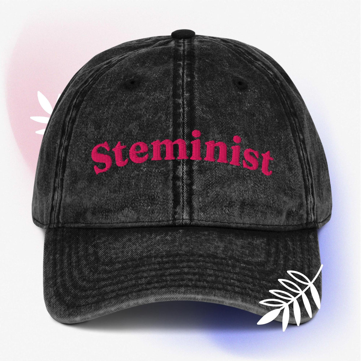 Cool STEMinist science embroidered Vintage effect Cotton Twill unisex Cap