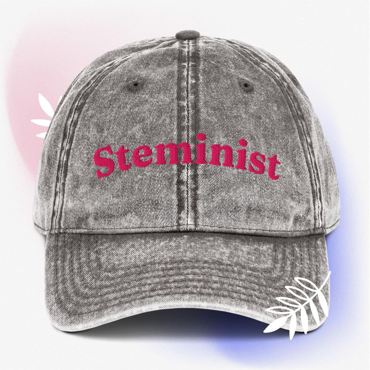 Cool STEMinist science embroidered Vintage effect Cotton Twill unisex Cap