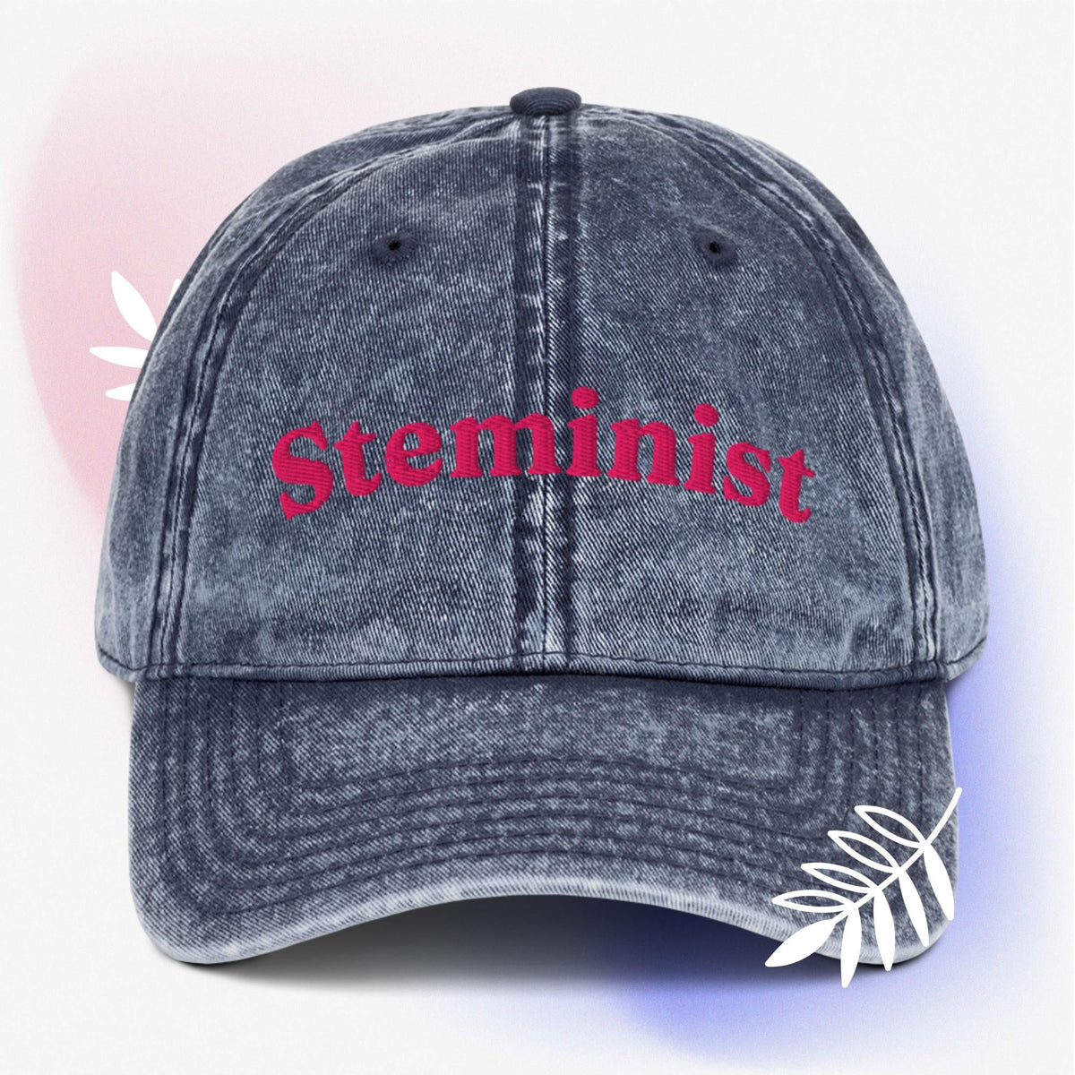 Cool STEMinist science embroidered Vintage effect Cotton Twill unisex Cap