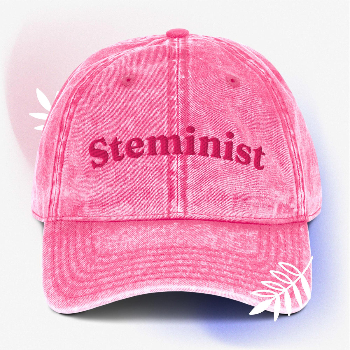 Cool STEMinist science embroidered Vintage effect Cotton Twill unisex Cap