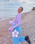 Handmade Leather Daisy Barrel Bag - Pastel Violet