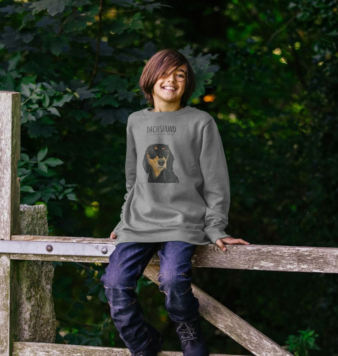 Snuggly Black &amp; Tan Sausage Dog Kids' Sweatshirt – Ethically Made Cuteness!