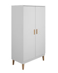 White Two Door Wardrobe with Oak Legs