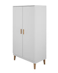 White Two Door Wardrobe with Oak Legs