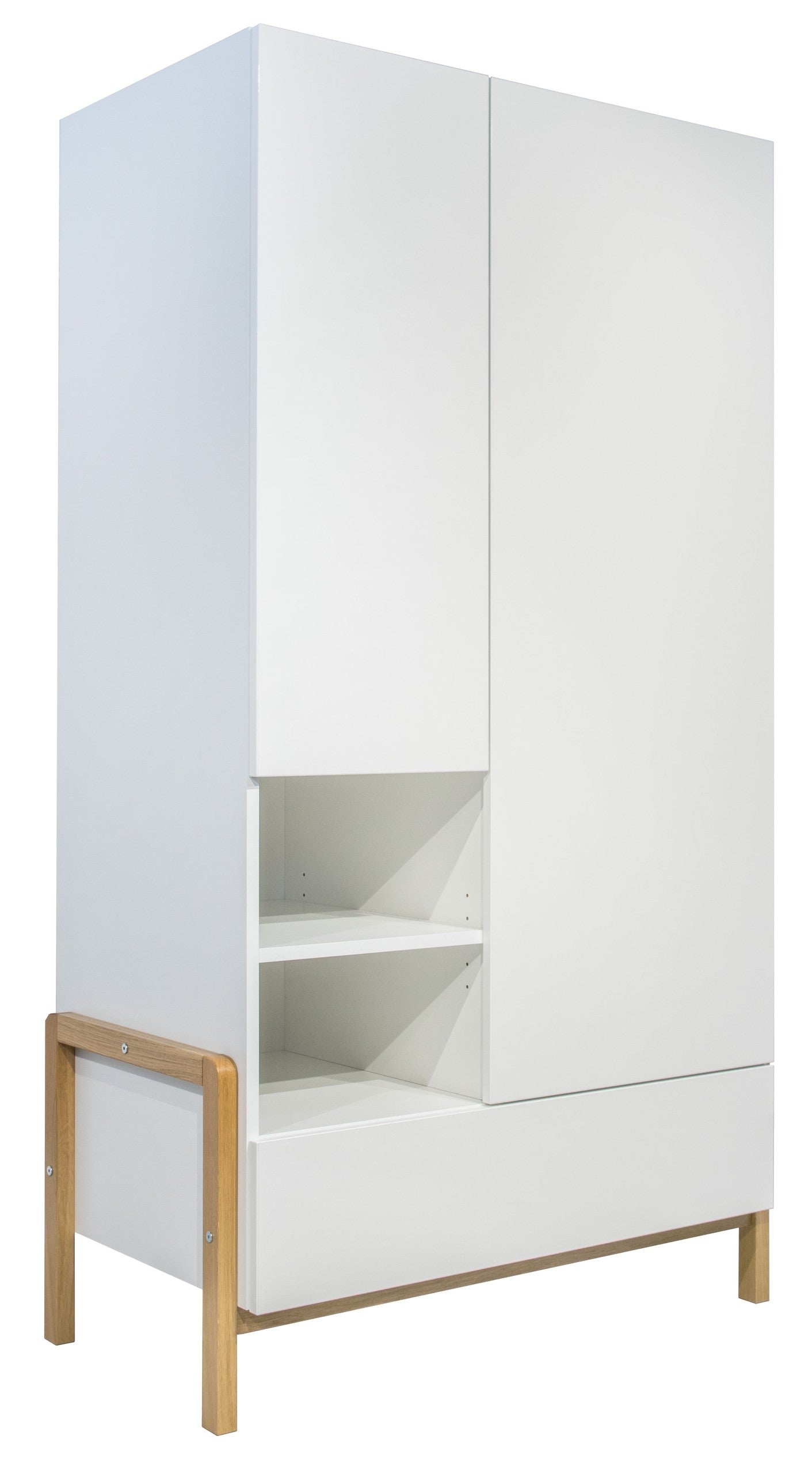 Two Door Wardrobe with Smart Storage and Oak Legs