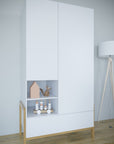 Two Door Wardrobe with Smart Storage and Oak Legs