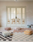 Washable Cotton Rug in Rose Checkerboard 120 x 160 cm