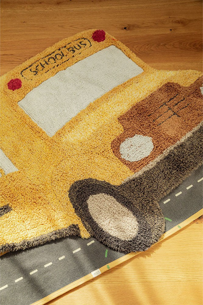 Cozy Cotton School Bus Rug for Children