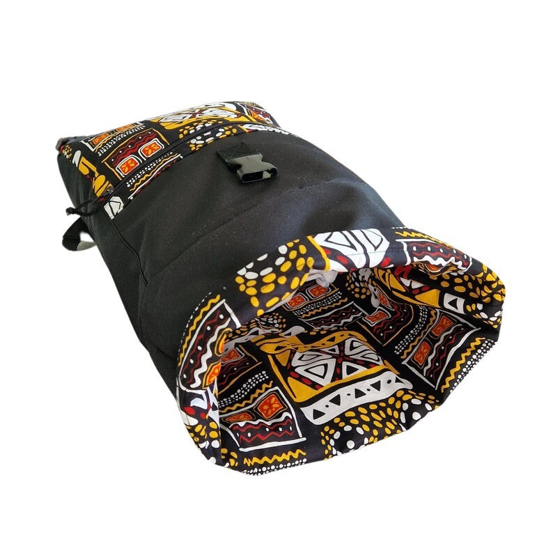 Waterproof Rolltop Backpack in Stylish Yellow Pattern