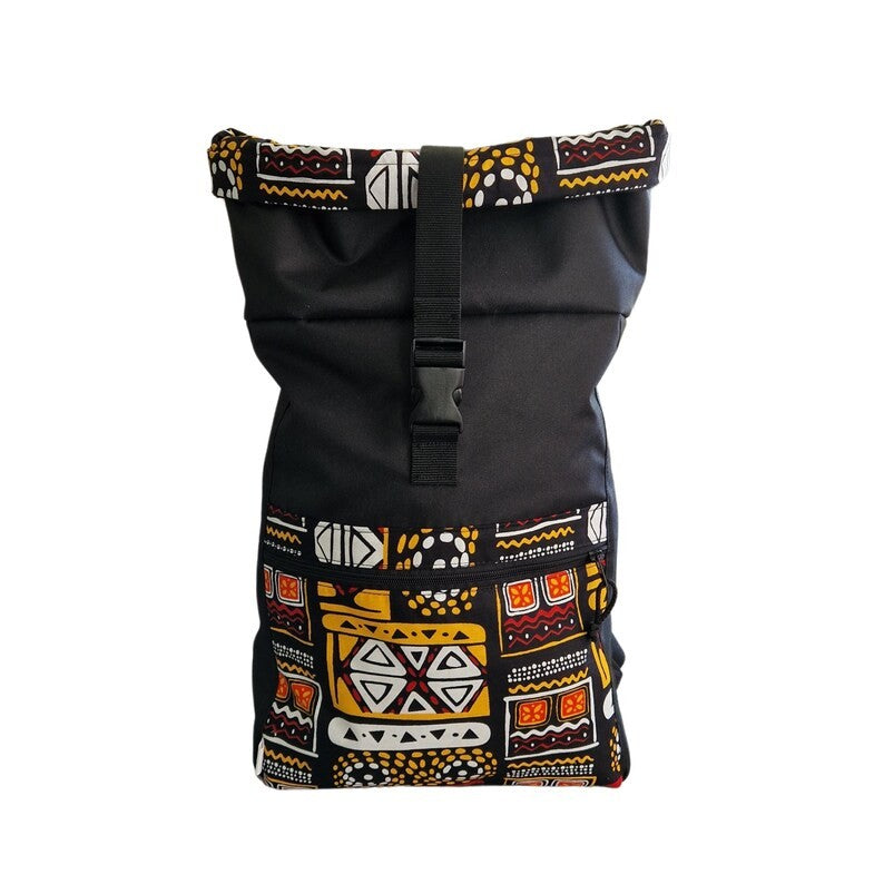 Waterproof Rolltop Backpack in Stylish Yellow Pattern